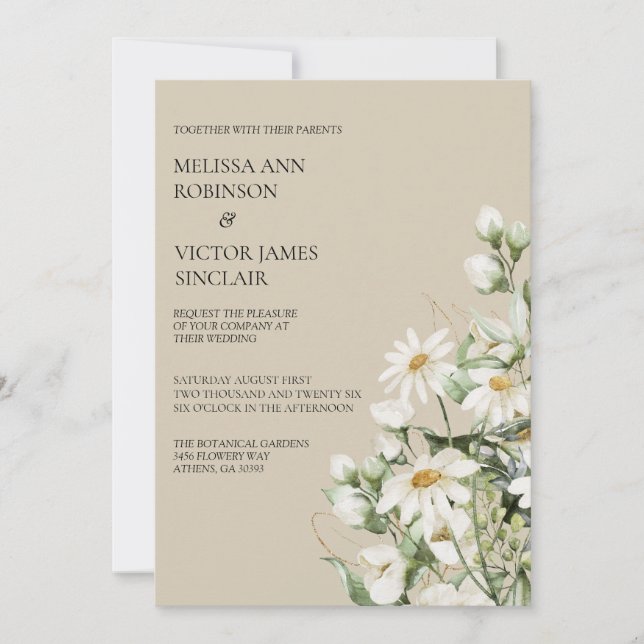 Daisy Wildflower Boho Wedding Invitation (Front)