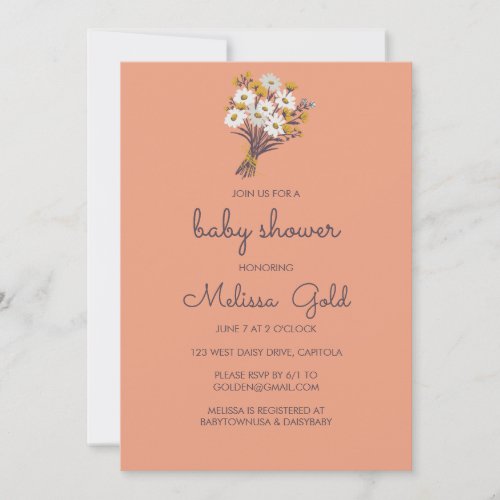 Daisy Wildflower Bouquet BABY SHOWER CUSTOM Invitation