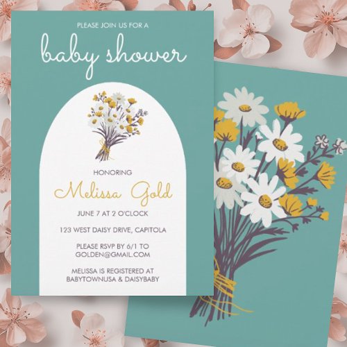 Daisy Wildflower Bouquet BABY SHOWER CUSTOM Invitation