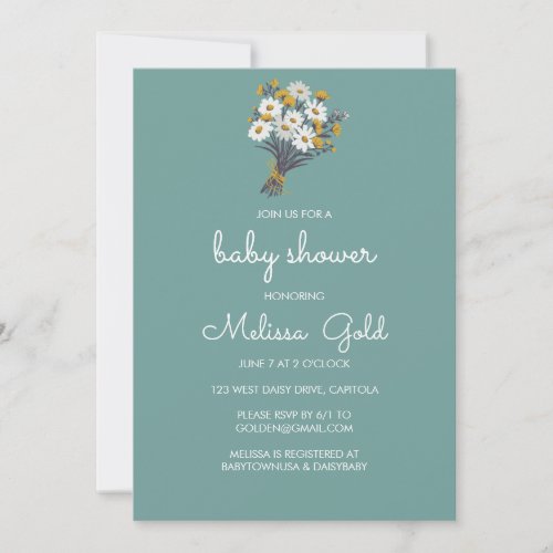 Daisy Wildflower Bouquet BABY SHOWER CUSTOM Invitation