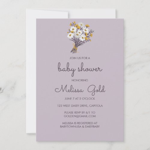 Daisy Wildflower Bouquet BABY SHOWER CUSTOM Invitation