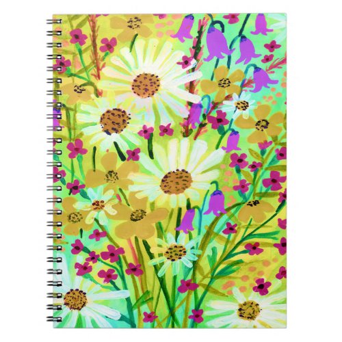 Daisy Wildflower Bouquet Watercolor Yellow Notebook