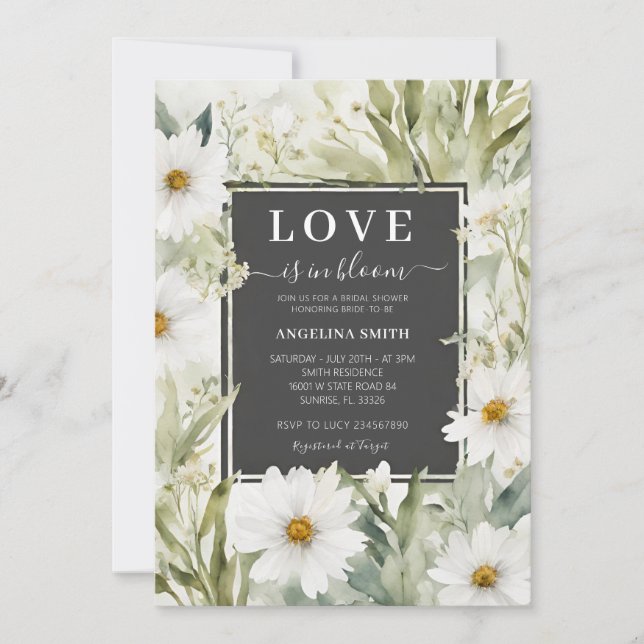 Daisy Wildflower Love is in Bloom Bridal Shower Invitation (Front)