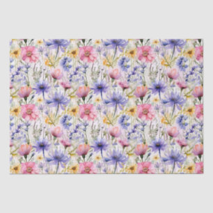 Daisy Wildflower Pink Blue Floral Pattern Tissue Paper