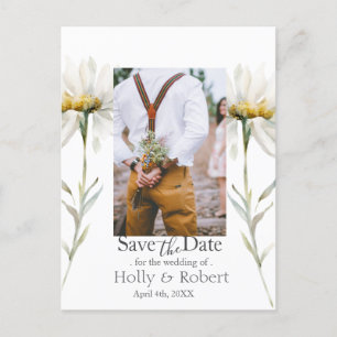 Daisy Wildflower Save the Date Photo QR Code Postcard