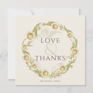 Daisy Wildflower Wedding Flat Thank You Card