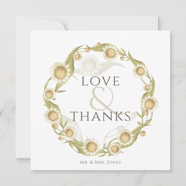 Daisy Wildflower Wedding Flat Thank You Card (Front)