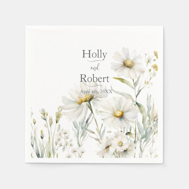 Daisy Wildflower Wedding Napkins (Front)