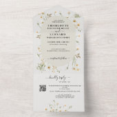 Daisy Wildflower Wedding Qr code Rsvp All In One Invitation (Inside)