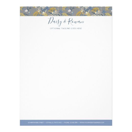 Daisy Wildflower & Yellow Rowan Berries Floral Letterhead | Zazzle.com