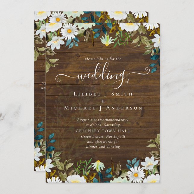 Daisy Wildflowers Greenery Wedding (Front/Back)