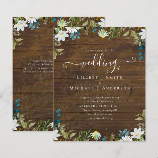 Daisy Wildflowers Greenery Wedding (Front/Back)