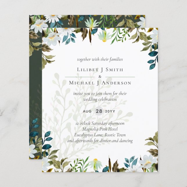 Daisy Wildflowers Greenery Wedding (Front/Back)