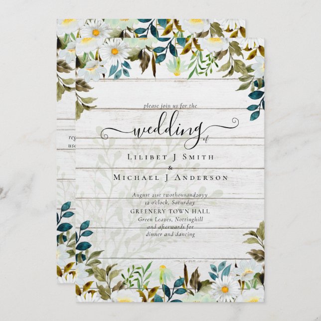 Daisy Wildflowers Greenery Wedding (Front/Back)