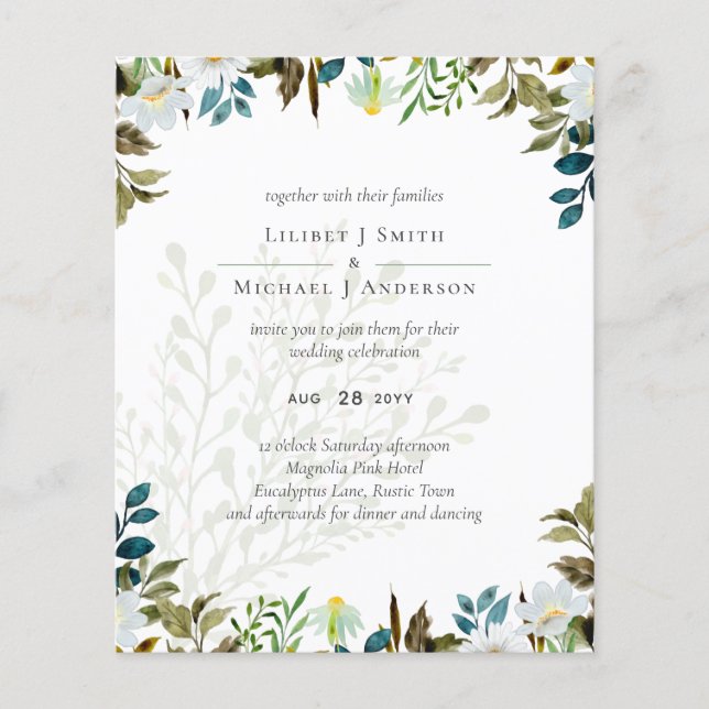 Daisy Wildflowers Greenery Wedding Flyer (Front)
