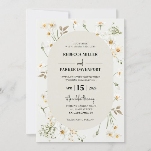 Daisy Wildflowers modern Wedding invitation