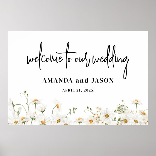 Daisy Wildflowers Wedding  Welcome Sign (Front)