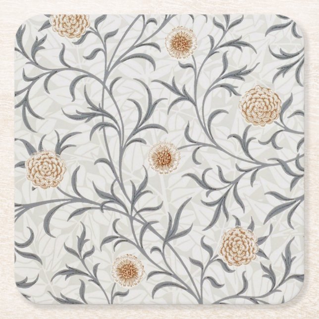 Daisy, William Morris Square Paper Coaster (Front)