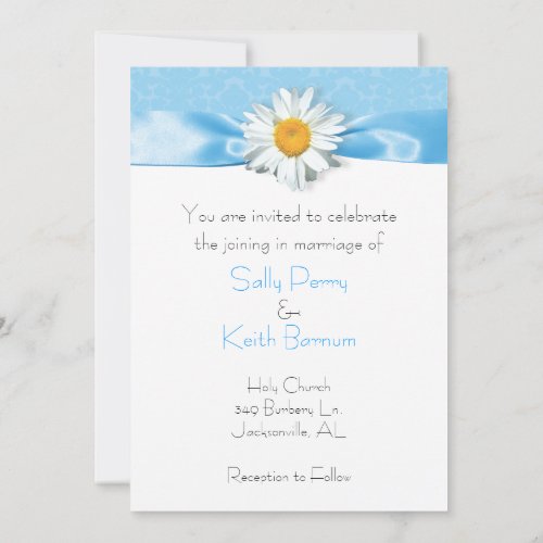 Daisy with Blue Ribbon Invitation