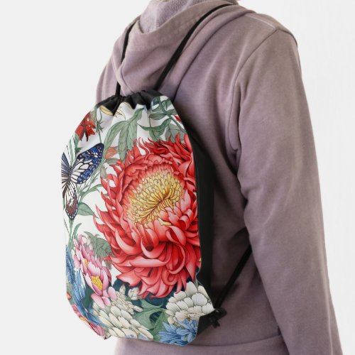 daisy with butterfly backpacks drawstring bag
