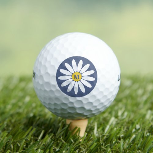 Daisy with Initial Blue Golf Balls