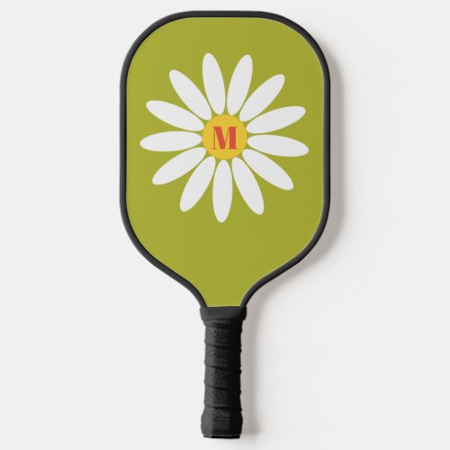 Daisy with Initial lime green Pickleball Paddle