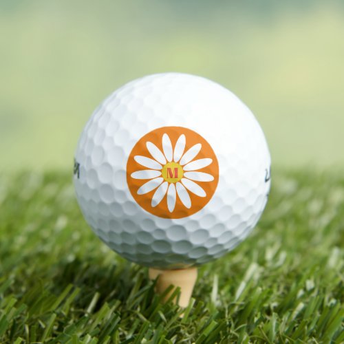 Daisy with Initial Orange Golf Balls