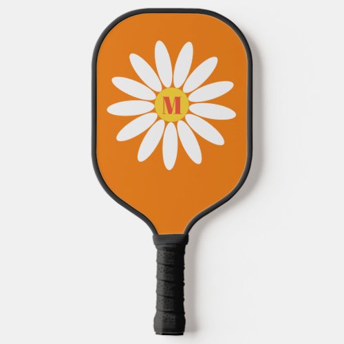 Daisy with Initial Orange Pickleball Paddle