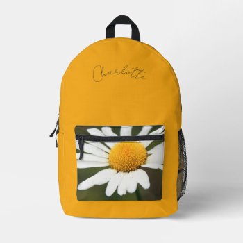 Daisy With Name Printed Backpack by CarriesCamera at Zazzle