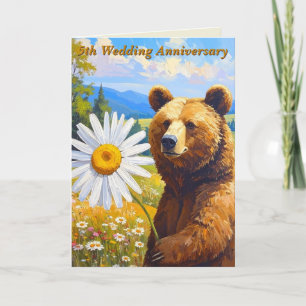 Daisy & Wood Milestone Bear   5th Wedding Anniv Card