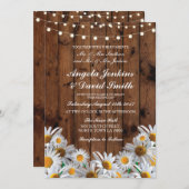 Daisy Wood Wedding Rustic Floral Light Invitations (Front/Back)
