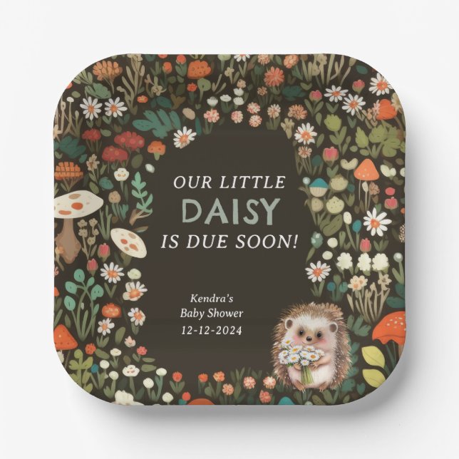 Daisy Woodland Animal Forest Baby Shower Paper Plates (Front)