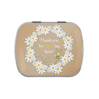 Daisy Wreath and Flying Bumble Bee Birthday Jelly Belly Candy Tin