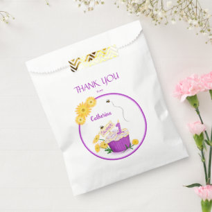 Daisy Yellow and Purple Floral 1st Birthday Favor Bag
