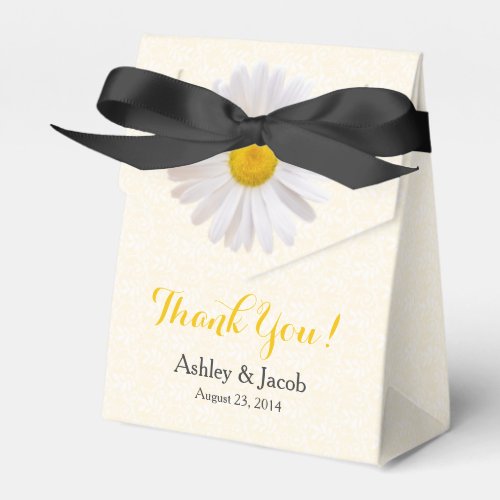 Daisy Yellow Black White Lace Wedding Thank You Favor Boxes