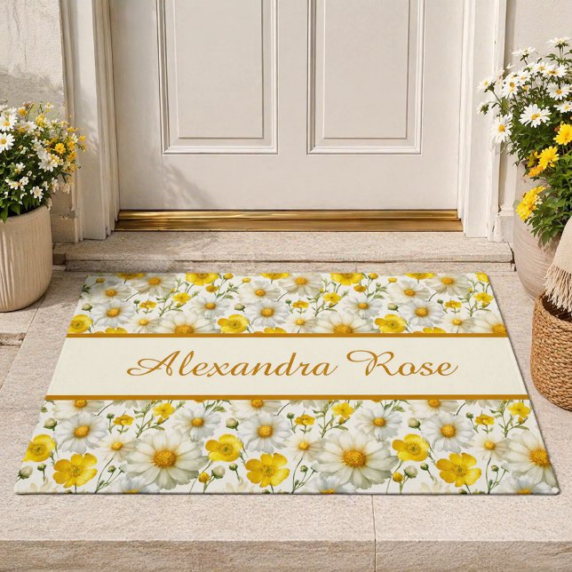 Daisy Yellow Buttercup Wildflowers Pattern Name Doormat (Creator Uploaded)