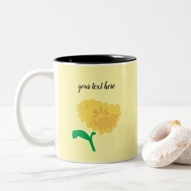 Daisy Yellow Flower Painting Coffee Mug (With Donut)