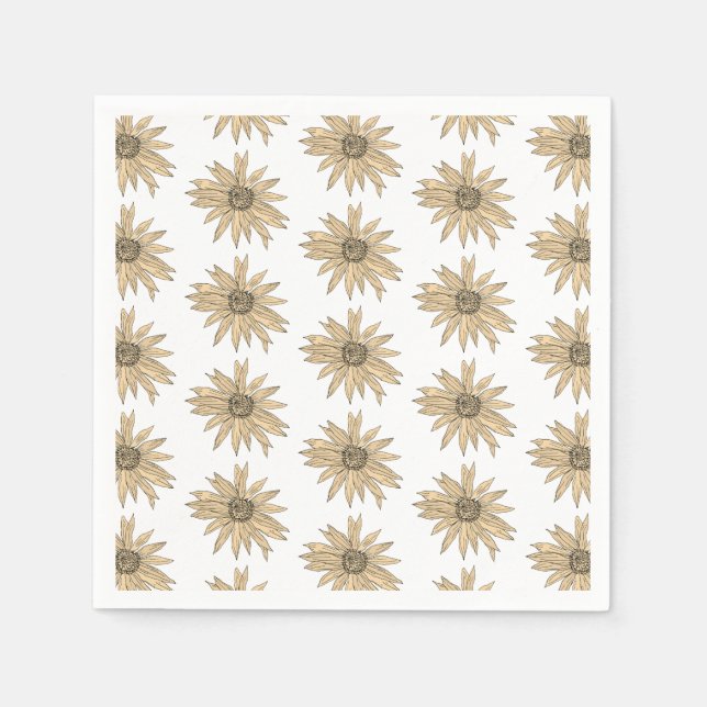 Daisy Yellow Flower Painting Pattern Napkins (Front)