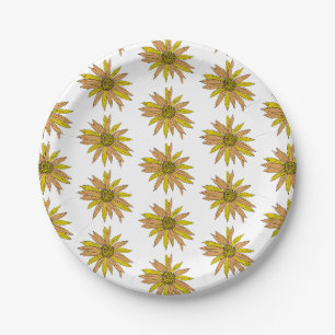 Daisy Yellow Flower Painting Pattern Paper Plates