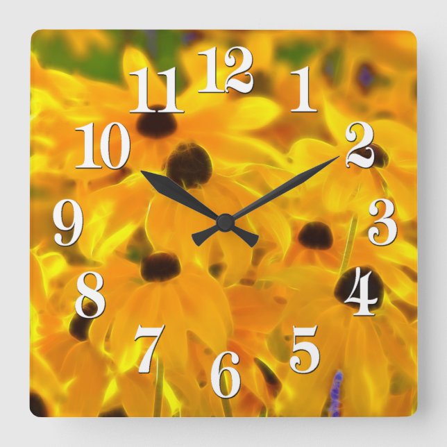 Daisy Yellow Flowers Floral Art Clock (Front)