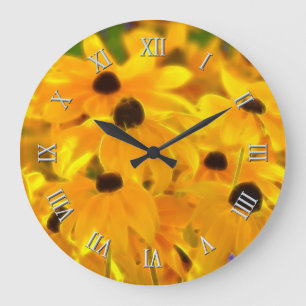 Daisy Yellow Flowers Floral Art Clock