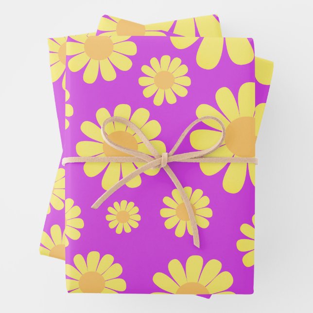 Daisy Yellow Green  Wrapping Paper Sheets (In situ)