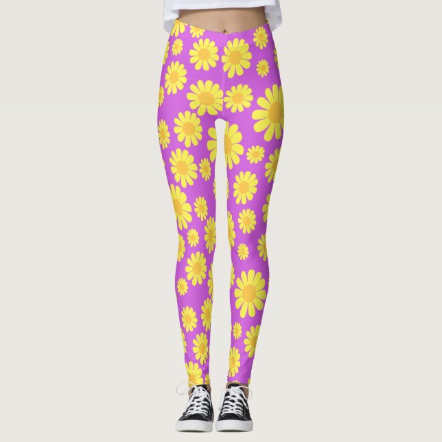 Daisy Yellow Maganta Leggings (Front)