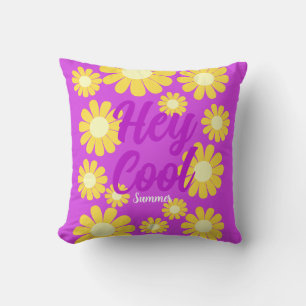 Daisy Yellow Magenta Throw Pillow