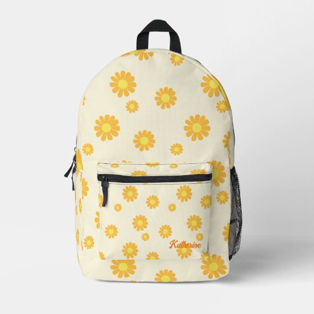 Daisy Yellow Printed Backpack (Front)