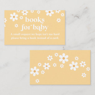 Daisy yellow Retro Baby Shower Books for Baby Enclosure Card