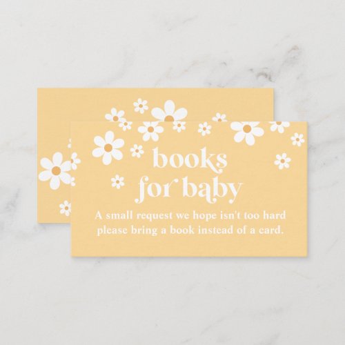 Daisy yellow Retro Baby Shower Books for Baby Enclosure Card