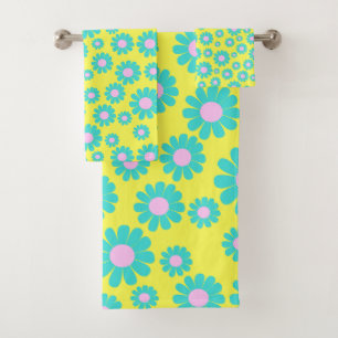 Daisy Yellow Teal Bath Towel Set