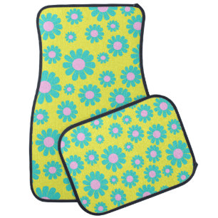 Daisy Yellow Teal Car Floor Mat