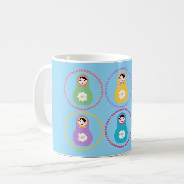 Daisyflower Matryoshka Coffee Mug (Front Left)